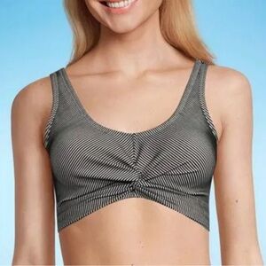Decree Size Large Striped Black & White Bralette No Wires Comfort NWOT